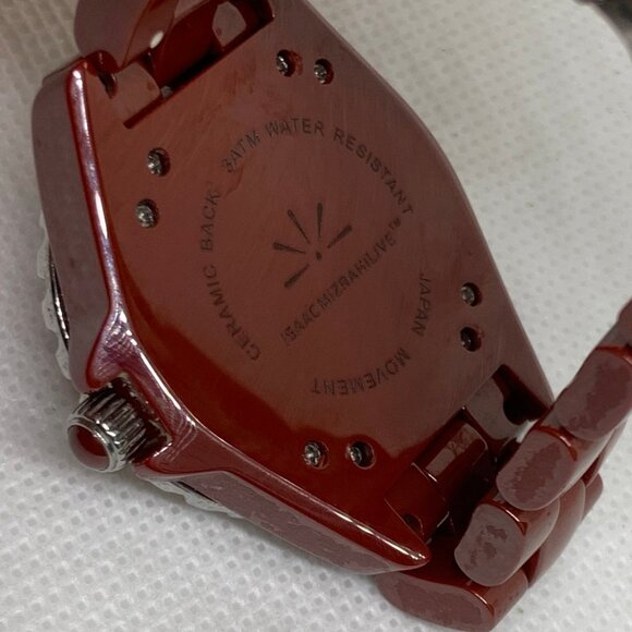 Isaac Mizrah Live! Ceramic red tone women watch 34mm quartz size 6” running - Picture 7 of 8